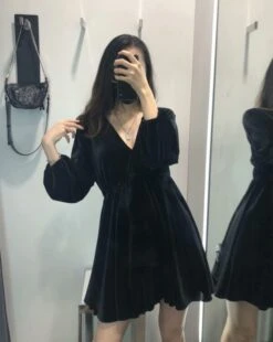 Front Page 30 Front Page -Diva s Closet Rose BlackPink Black Retro Velvet Doll Dress 4 600x752 1