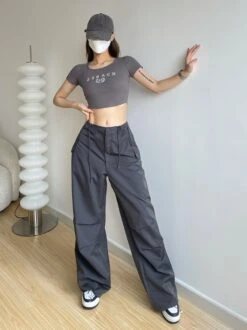 Dark Grey Lightweight Training Pants | Rose - BlackPink -Diva s Closet Rose – BlackPink Dark Grey Lightweight Training Pants 4