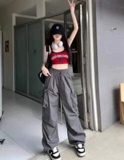 Grey Side Pocket Drawstring Pants | Ruka - BabyMonster -Diva s Closet Ruka BabyMonster Grey Side Pocket Drawstring Pants 2 600x769 1