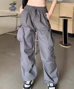 Grey Side Pocket Drawstring Pants | Ruka - BabyMonster