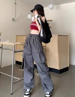 Grey Side Pocket Drawstring Pants | Ruka - BabyMonster -Diva s Closet Ruka BabyMonster Grey Side Pocket Drawstring Pants 7 600x767 1