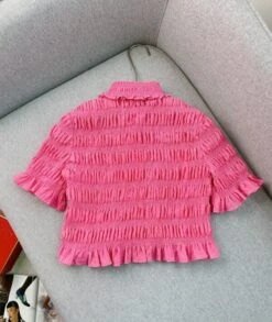 Pink Wrinkled Crop Shirt | Ryujin - ITZY -Diva s Closet Ryujin ITZY Pink Wrinkled Crop Shirt 11 600x711 1