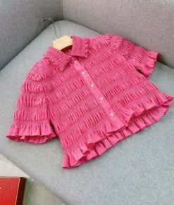 Pink Wrinkled Crop Shirt | Ryujin - ITZY -Diva s Closet Ryujin ITZY Pink Wrinkled Crop Shirt 3 600x710 1