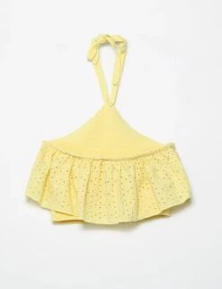 Yellow Layered Halter Top | Sakura - Le Sserafim -Diva s Closet Sakura Le Sserafim Yellow Layered Halter Top 3