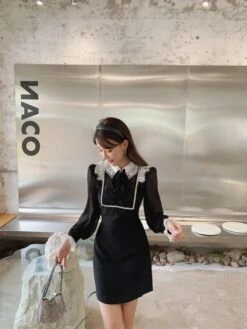 Black Long Sleeve Lace Dress | Sana - Twice 22 Black Long Sleeve Lace Dress | Sana - Twice -Diva s Closet Sana Twice Black Long Sleeve Lace Dress 2 600x800 1