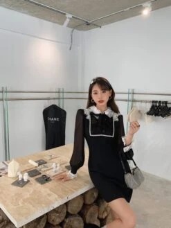 Black Long Sleeve Lace Dress | Sana - Twice 23 Black Long Sleeve Lace Dress | Sana - Twice -Diva s Closet Sana Twice Black Long Sleeve Lace Dress 4 600x800 1