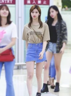 Blue Irregular Cut Denim Skirt | Sana - Twice -Diva s Closet Sana Twice Blue Irregular Cut Denim Skirt 1