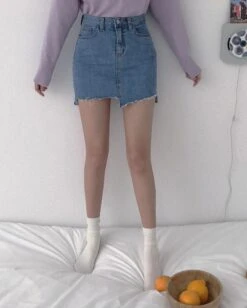 Blue Irregular Cut Denim Skirt | Sana - Twice -Diva s Closet Sana Twice Blue Irregular Cut Denim Skirt 11