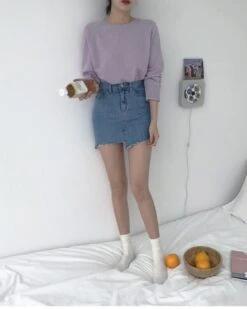 Blue Irregular Cut Denim Skirt | Sana - Twice -Diva s Closet Sana Twice Blue Irregular Cut Denim Skirt 12 600x750 1