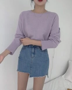 Blue Irregular Cut Denim Skirt | Sana - Twice -Diva s Closet Sana Twice Blue Irregular Cut Denim Skirt 8