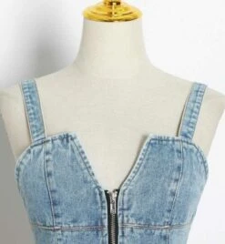 Blue Patchwork Denim Top | Sana - Twice -Diva s Closet Sana Twice Sexy Denim Top 9 e1643633503622 600x652 1