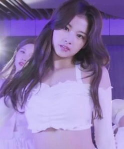 White Long Sleeve Lettuce Crop Top | Sana - Twice -Diva s Closet Sana Twice White Long Sleeve Lettuce Top 6 600x721 1