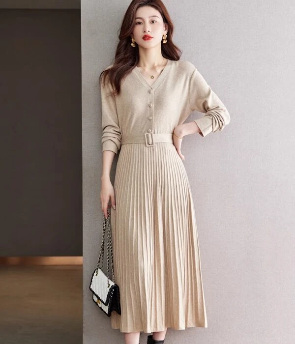 Beige Belted Dress | Seohyun - Girls Generation 4 Beige Belted Dress | Seohyun - Girls Generation - Image 2