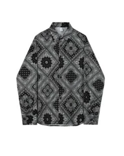 Black Long Sleeve Bandana Shirt | Seonghwa - ATEEZ -Diva s Closet Seonghwa ATEEZ Black Long Sleeve Bandana Shirt 8 600x750 1