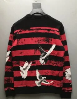 Red And Black Striped Dove Sweatshirt | Seonghwa - ATEEZ -Diva s Closet Seonghwa ATEEZ Red And Black Striped Dove Sweatshirt 12