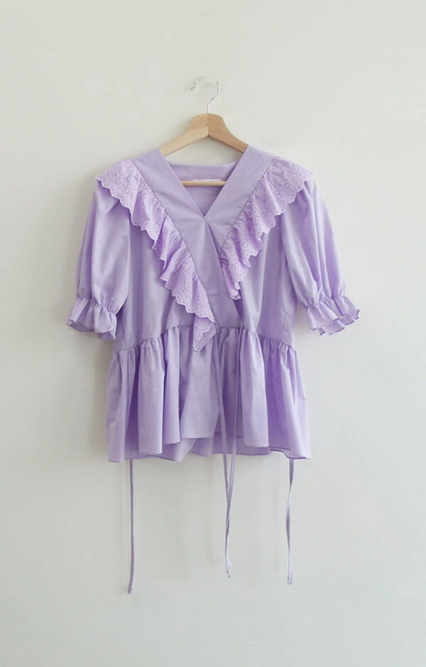 Lilac Ruffled Lace Blouse | Shuhua - (G)I-DLE 12 Lilac Ruffled Lace Blouse | Shuhua - (G)I-DLE - Image 10