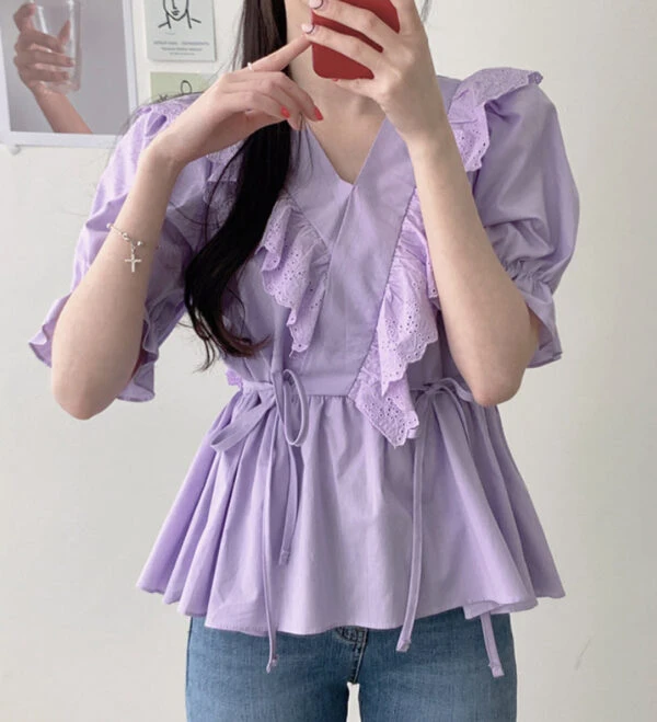 Lilac Ruffled Lace Blouse | Shuhua - (G)I-DLE 9 Lilac Ruffled Lace Blouse | Shuhua - (G)I-DLE - Image 7