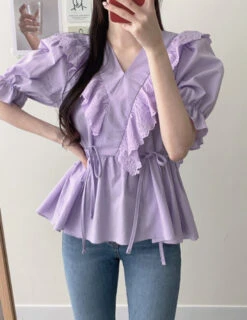 Lilac Ruffled Lace Blouse | Shuhua - (G)I-DLE 18 Lilac Ruffled Lace Blouse | Shuhua - (G)I-DLE -Diva s Closet Shuhua Lilac Ruflled Lace Blouse 3 600x778 1