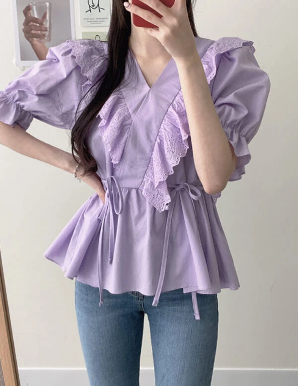 Lilac Ruffled Lace Blouse | Shuhua - (G)I-DLE 8 Lilac Ruffled Lace Blouse | Shuhua - (G)I-DLE - Image 6