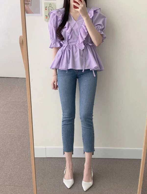 Lilac Ruffled Lace Blouse | Shuhua - (G)I-DLE 4 Lilac Ruffled Lace Blouse | Shuhua - (G)I-DLE - Image 2
