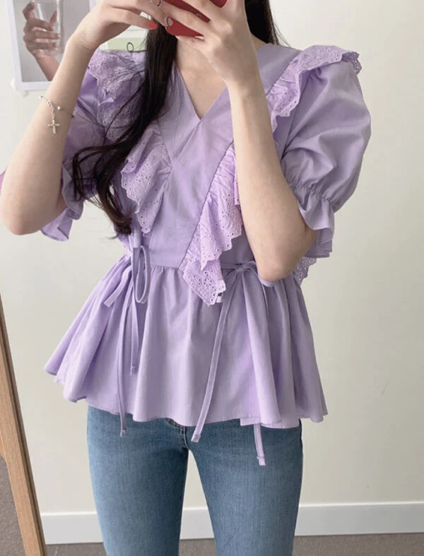 Lilac Ruffled Lace Blouse | Shuhua - (G)I-DLE 11 Lilac Ruffled Lace Blouse | Shuhua - (G)I-DLE - Image 9