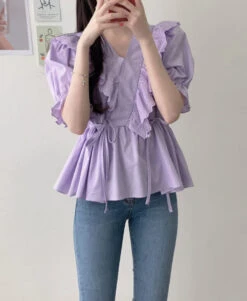 Lilac Ruffled Lace Blouse | Shuhua - (G)I-DLE 20 Lilac Ruffled Lace Blouse | Shuhua - (G)I-DLE -Diva s Closet Shuhua Lilac Ruflled Lace Blouse 8 600x732 1