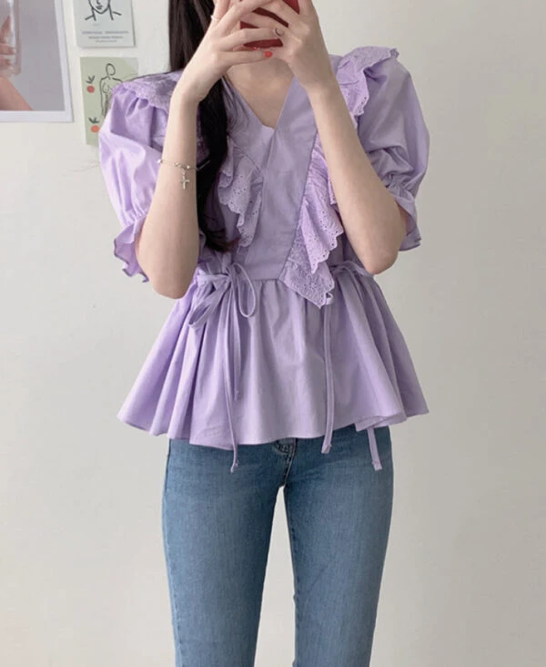 Lilac Ruffled Lace Blouse | Shuhua - (G)I-DLE 10 Lilac Ruffled Lace Blouse | Shuhua - (G)I-DLE - Image 8