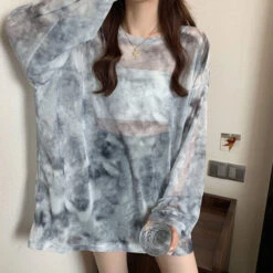 Grey Tie Dye Mesh Long Sleeves Top | Siyeon - Dreamcatcher -Diva s Closet Siyeon Dreamcatcher Grey Tie Dye Mesh Long Sleeves Top 5 600x600 1