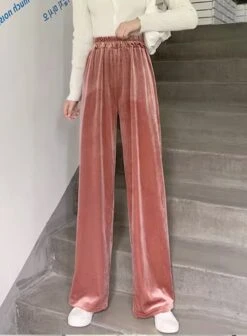 Pink Velvet Straight Pants | Solar - Mamamoo -Diva s Closet Solar Mamamoo Pink Velvet Straight Pants 3
