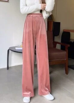 Pink Velvet Straight Pants | Solar - Mamamoo -Diva s Closet Solar Mamamoo Pink Velvet Straight Pants 4