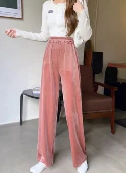 Pink Velvet Straight Pants | Solar - Mamamoo -Diva s Closet Solar Mamamoo Pink Velvet Straight Pants 5