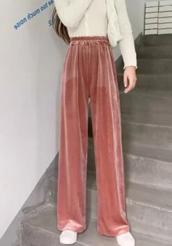 Pink Velvet Straight Pants | Solar - Mamamoo -Diva s Closet Solar Mamamoo Pink Velvet Straight Pants 7