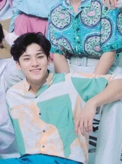 Blue Statue Print Shirt | Mingyu - Seventeen -Diva s Closet Statue Print Shirt Mingyu Seventeen 1 e1643948352890