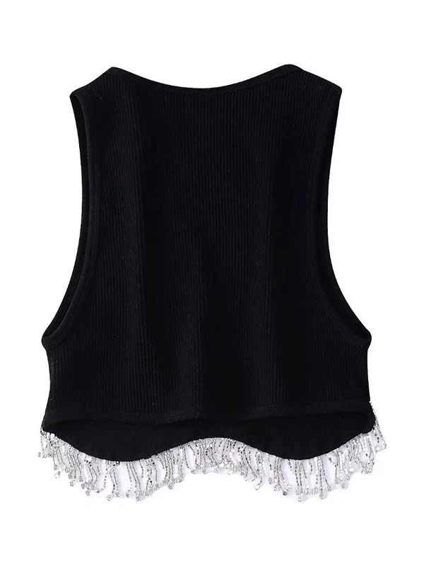Black Tassel Crop Top | SuA - Dreamcatcher 5 Black Tassel Crop Top | SuA - Dreamcatcher - Image 3