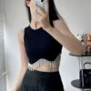 Black Tassel Crop Top | SuA - Dreamcatcher -Diva s Closet Sua Dreamcatcher Black Tassel Crop Top 13 600x795 1
