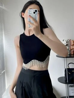 Black Tassel Crop Top | SuA - Dreamcatcher