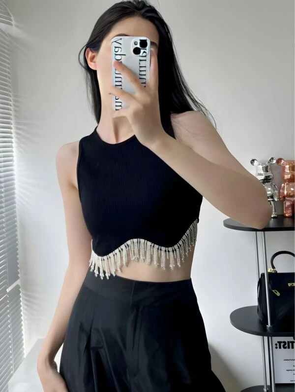 Black Tassel Crop Top | SuA - Dreamcatcher 3 Black Tassel Crop Top | SuA - Dreamcatcher