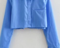 Blue Cropped Button-Up Shirt | SuA - Dreamcatcher -Diva s Closet Sua Dreamcatcher Blue Cropped Button Up Shirt 10 600x484 1