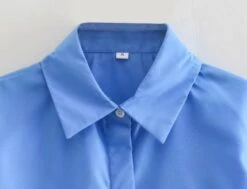 Blue Cropped Button-Up Shirt | SuA - Dreamcatcher -Diva s Closet Sua Dreamcatcher Blue Cropped Button Up Shirt 12 600x459 1