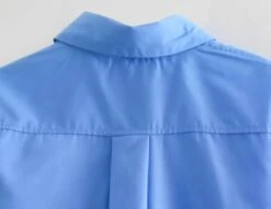 Blue Cropped Button-Up Shirt | SuA - Dreamcatcher -Diva s Closet Sua Dreamcatcher Blue Cropped Button Up Shirt 3 600x463 1