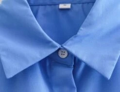 Blue Cropped Button-Up Shirt | SuA - Dreamcatcher -Diva s Closet Sua Dreamcatcher Blue Cropped Button Up Shirt 8 600x460 1