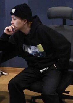 Black Animated Car Print Hoodie | Suga - BTS -Diva s Closet Suga BTS Black Animated Car Print Hoodie Suga BTS 1