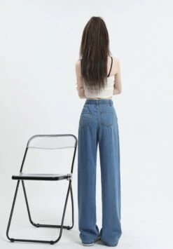 Blue Front Pleated Wide Leg Jeans | Suga - BTS -Diva s Closet Suga BTS Blue Front Pleated Wide Leg Jeans 5 600x863 1