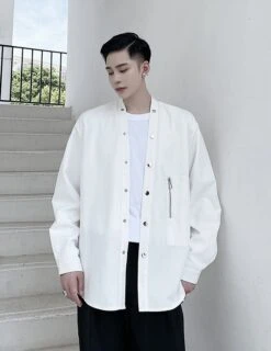 White Snap Button Shirt | Suga - BTS -Diva s Closet Suga BTS White Snap Button Shirt 4