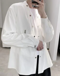 White Snap Button Shirt | Suga - BTS -Diva s Closet Suga BTS White Snap Button Shirt 5