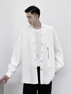 White Snap Button Shirt | Suga - BTS -Diva s Closet Suga BTS White Snap Button Shirt 6