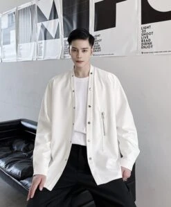 White Snap Button Shirt | Suga - BTS -Diva s Closet Suga BTS White Snap Button Shirt 7 600x727 1