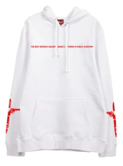 White "The Best Defense Against Abuse Of Power Is Public Scrutiny" Hoodie | Suga - BTS