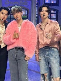 Pink Button-Up Satin Shirt | Suho - EXO -Diva s Closet Suho EXO Pink Button Up Satin Shirt 1 600x800 1