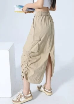 Beige Drawstring Cargo Skirt | Sullyoon - NMIXX -Diva s Closet Sullyoon NMIXX Beige Drawstring Cargo Skirt 15
